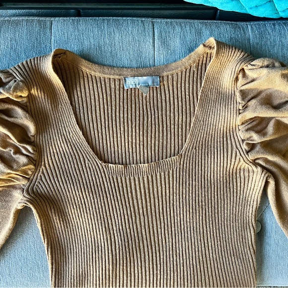 ASOS knitted nude volume sleeve maxi dress - Picture 6 of 8